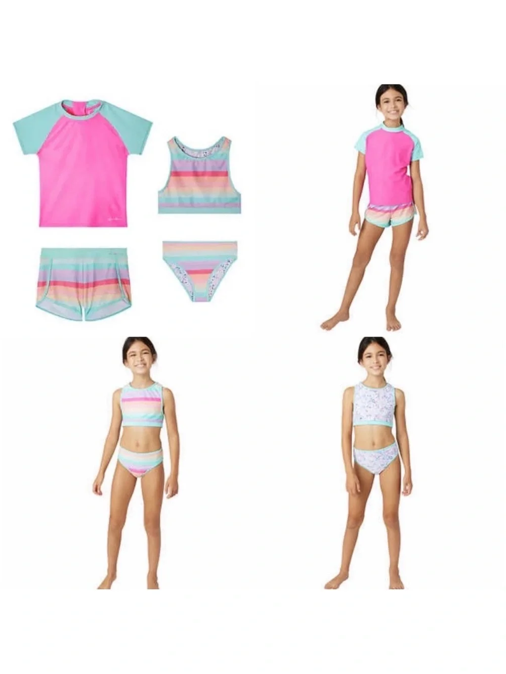 Eddie Bauer youth size L (14/16) 4-piece mix-and-match reversible swim set